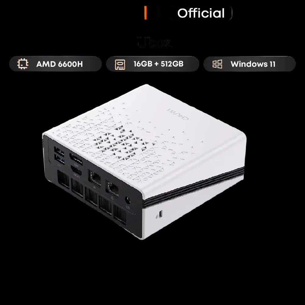 CHUWI Ubox Mini PC Ryzen 6600H Processor  CPU 16GB RAM 512GB SSD Windows 11 Desktop Computer PC 4K Decording WIFI 6 PC
